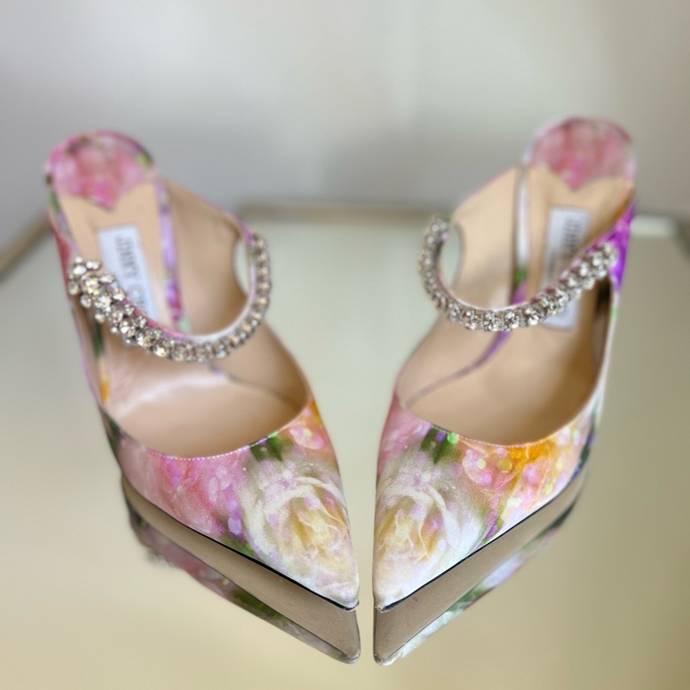 Like new Jimmy Choo Bing 100mm Multi-Color Satin Mules 39 $1,095 - Picture 7 of 11